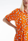 Womens Abstract Print Midi Shirt Dress