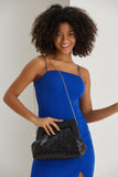 Asymmetrical Braided Pu Leather Clutch Bag With Detachable Strap - Black