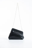 Asymmetrical Braided Pu Leather Clutch Bag With Detachable Strap - Black