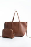 Pu Leather Weekend Bag – 2 Pcs Set - Tan
