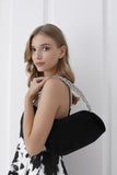 Chunky Braided Diamante Strap Shoulder Bag - Black
