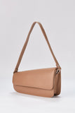 Asymmetric Pu Leather Shoulder Bag - Nude