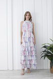 Womens Floral Tiered Maxi Dress