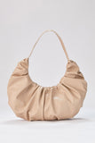 Pu Leather Pleated Shoulder Bag - Nude