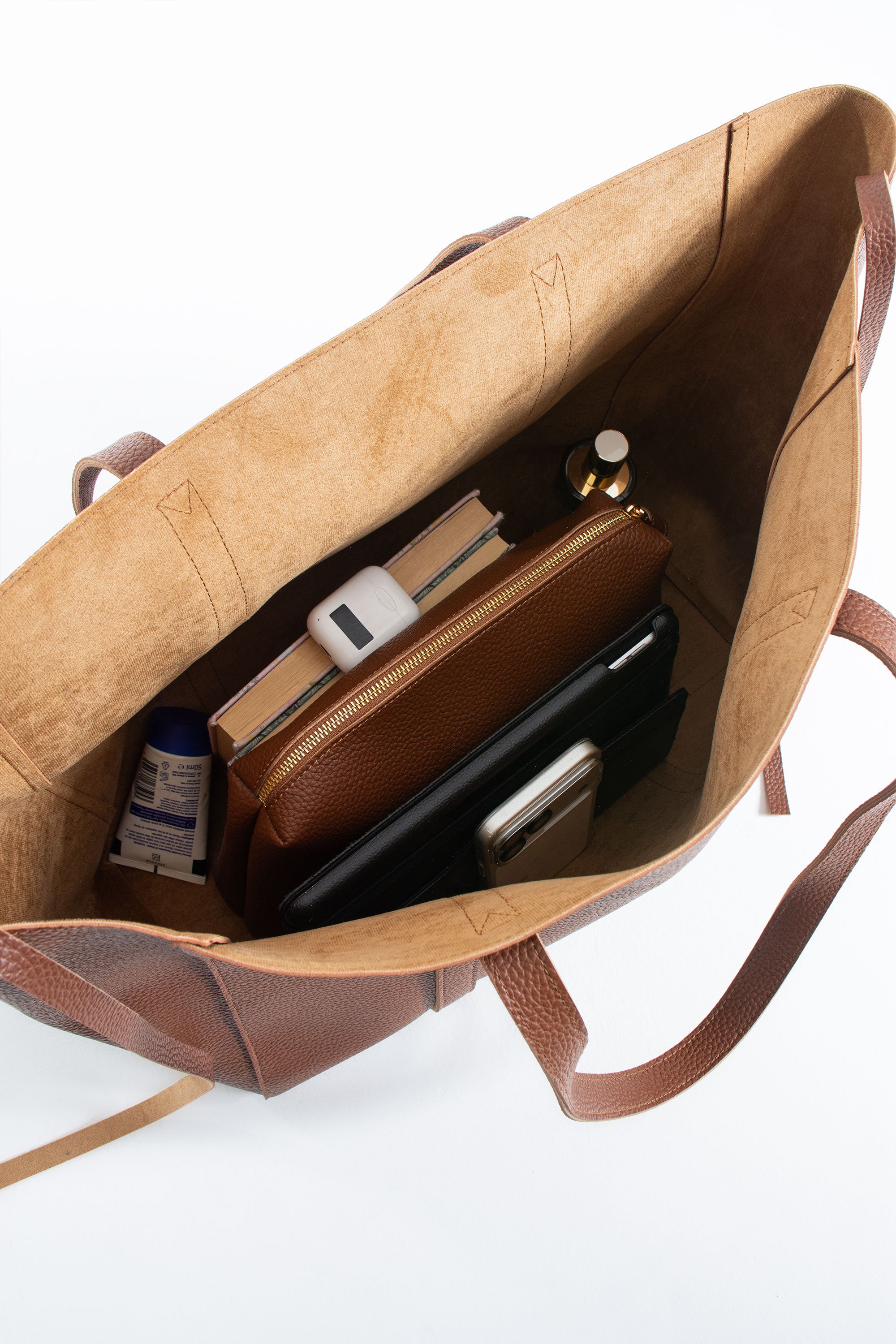 Pu Leather Weekend Bag – 2 Pcs Set - Tan