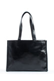 Crinkle Patent Tote Shoulder Bag - Black