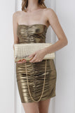 Croc Pu LeatherClutch Bag - Gold