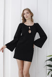 Womens Viscose Bow Detail Mini Dress