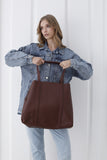 Pu Leather Weekend Bag - 2 Pcs Set - Burgundy