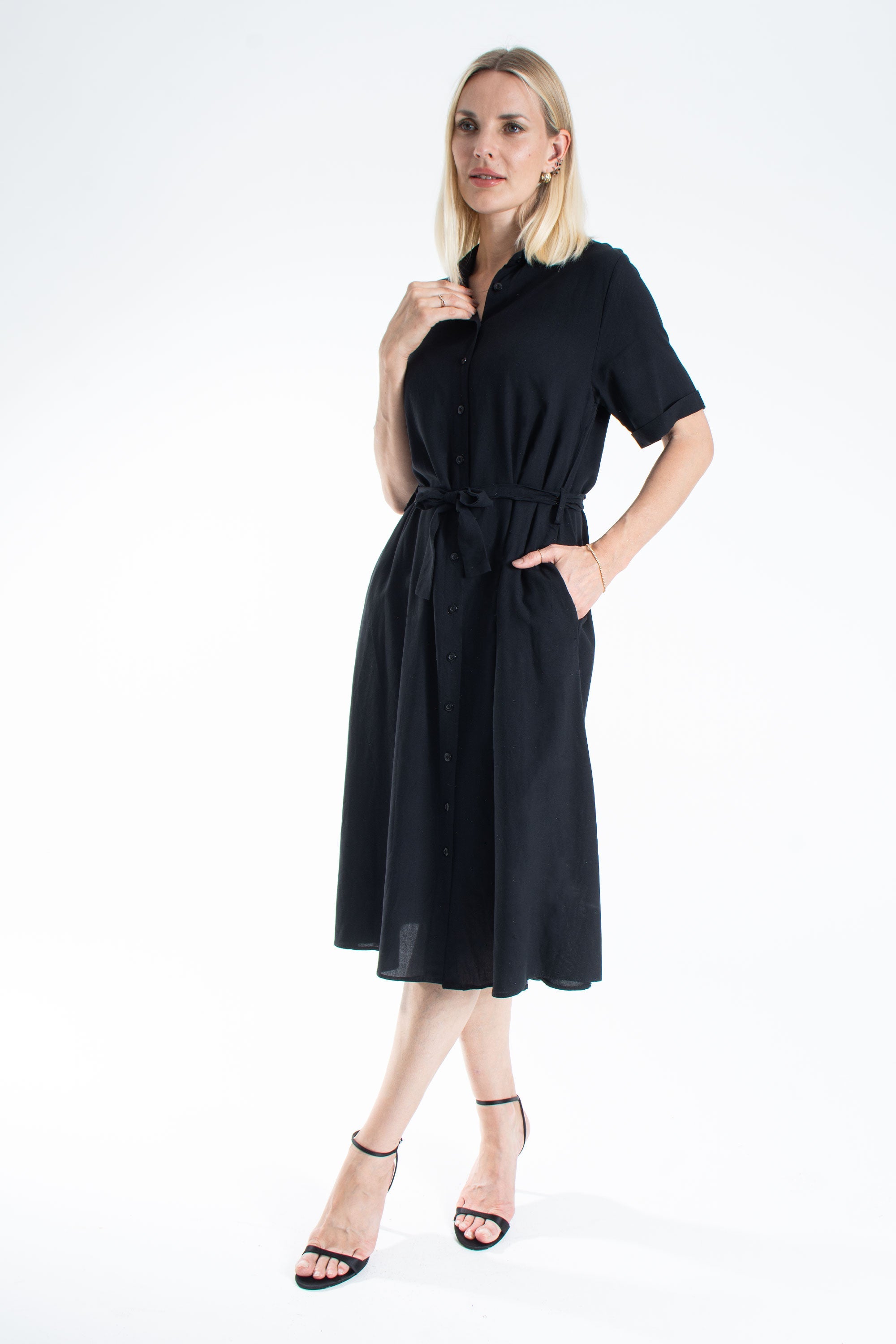 Womens Viscose Midi Shirt Dress