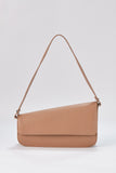 Asymmetric Pu Leather Shoulder Bag - Nude