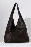 Braided Pu Leather Slouchy Tote Bag - Brown