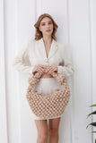 Puffy Quilted Lightweight Large Shoulder Bag - Beige