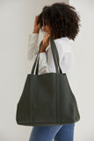 Pu Leather Weekend Bag – 2 Pcs Set - Khaki