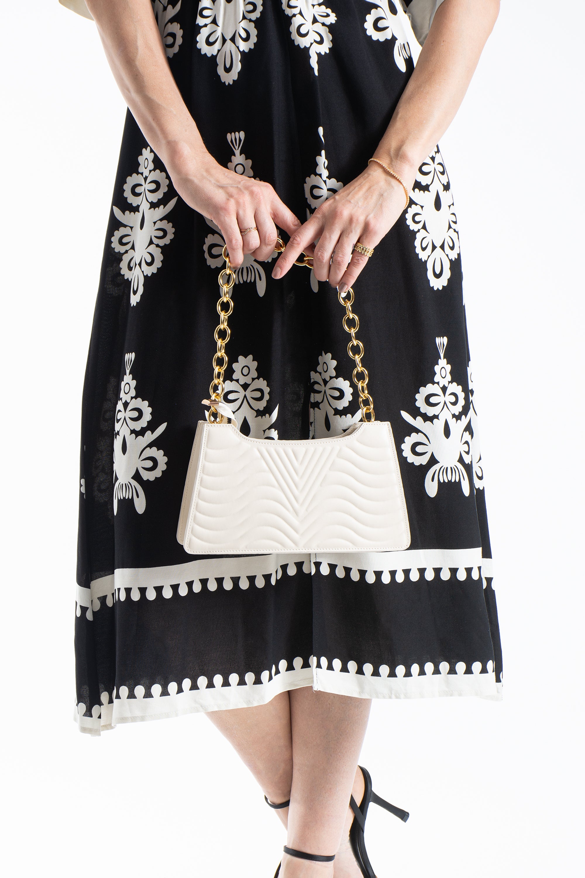 Womens Viscose Printed Ornamental Floral Midi Dress