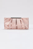 Pleated Satin Clutch Bag with Detachable Strap - Nude