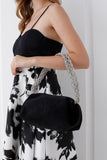 Chunky Braided Diamante Strap Shoulder Bag - Black