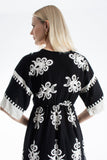 Womens Viscose Printed Ornamental Floral Midi Dress
