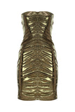 Strapless Ruched Mini Dress - Gold