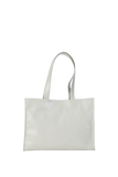 Crinkle Patent Tote Bag - Cream