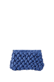 Quilted Satin Clutch Bag - Blue