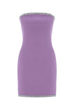 Diamante Trim Strapless Mini Dress - Lilac