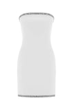 Diamante Trim Strapless Mini Dress - White