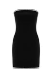 Diamante Trim Strapless Mini Dress - Black