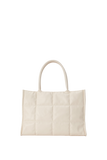 Quilted Vegan Leather Tote Bag - Cream
