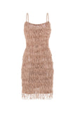 Sequin Tassel Mini Dress - Nude
