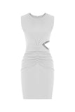 Cut Out Mini Dress - White