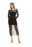 Diana Shimmery Mesh Midi Dress - Black