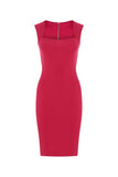 Sweetheart Neck Line Ponte Dress - Red