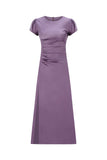Silky Satin Midi Dress With Side Slit - Lavender