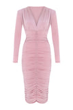 Draped Midi Dress - Pink