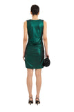 Cowl Neck Metallic Mini Dress - Green