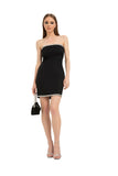 Diamante Trim Strapless Mini Dress - Black