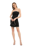 Diamante Trim Strapless Mini Dress - Black