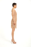 Sequin Tassel Mini Dress - Nude