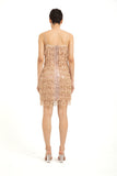 Sequin Tassel Mini Dress - Nude