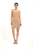 Sequin Tassel Mini Dress - Nude