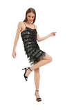 Sequin Tassel Mini Dress - Black