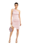 Asymmetric Draped Dress - Pink