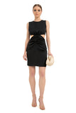 Cut Out Crepe Mini Dress - Black