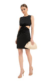 Cut Out Crepe Mini Dress - Black