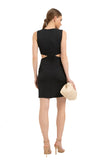 Cut Out Crepe Mini Dress - Black