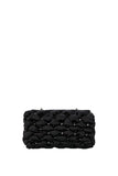 Recycled Quilted Satin Clutch Bag - Black
