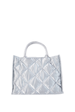 Quilted Metallic Fabric Tote Bag - Silver