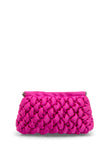 Quilted Satin Clutch Bag - Fuchsia Pink