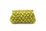 Quilted Satin Clutch Bag - Lime Green